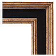 308-10-Panel-84-NL Contemporary picture frame, Tall exterior edge in medium antique gold with red rub, Espresso Tuscany flat…
