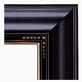 648-5G-NL Contemporary picture frame, Soft Black with Delicate Red Undertones. Gold with Matching Corner Bead Detail. No…
