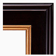 691-84G Contemporary picture frame, Espresso Tuscany Finish, Black with Brown Undertones, Antique Gold Lip.