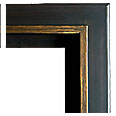 2044-BLK-4 Floater picture frame, Floater Frame, Black with raised dark antique gold accent stripe. Black Interior. 2 1/2"…