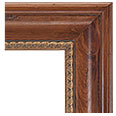665-C-CPG-NL Pine picture frame, Deep scoop, carved to add rustic look, cherry pine with ornate gold lip. No liner.