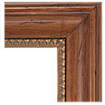 665M-C-CPG-NL Pine picture frame, Deep scoop, carved to add rustic look, cherry pine with ornate gold lip. No liner.