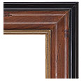 694M-C-CPG-NL Pine picture frame, Deep scoop, black outer edge, carved to add rustic look, cherry pine with ornate gold lip.…