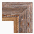 12-229-G-WL-EXT Rustic picture frame, Rustic Hand Carved Driftwood. Ornate Gold Compo. With Gold Liner and Extension.