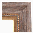 12-229-G-WL Rustic picture frame, Rustic Hand Carved Driftwood. Ornate Gold Compo. With Gold Liner.