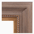 678-229-G-WL-EXT Rustic picture frame, Rustic Light Gray Brushed Driftwood. Ornate Gold Compo. With Gold Liner and Extension.