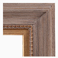 678-229-G-WL Rustic picture frame, Rustic Light Gray Brushed Driftwood. Ornate Gold Compo. With Gold Liner.