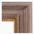 678M-229-G-WL Rustic picture frame, Rustic Light Gray Brushed Driftwood. Ornate Gold Compo. With Gold Liner.
