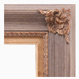 680-228-G-WL Rustic picture frame, Rustic light gray brushed driftwood. Ornate Gold Compo Corner Antique Gold Ornament. With…