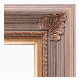 680M-228-G-EXT-WL Rustic picture frame, Rustic light gray brushed driftwood. Ornate Gold Compo. Small Antique Gold Corner…