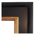 629-84G-NF Plein Air picture frame, Straight line Plein Air design with flower. Black with gold undertone and antique gold…