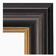 604M-5G Traditional picture frame, Soft black with delicate red lines and antique gold lip.