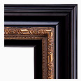 621-5-G-WL Traditional picture frame, Soft Black with Delicate Red Undertones, Gold Compo. With Matching Liner.